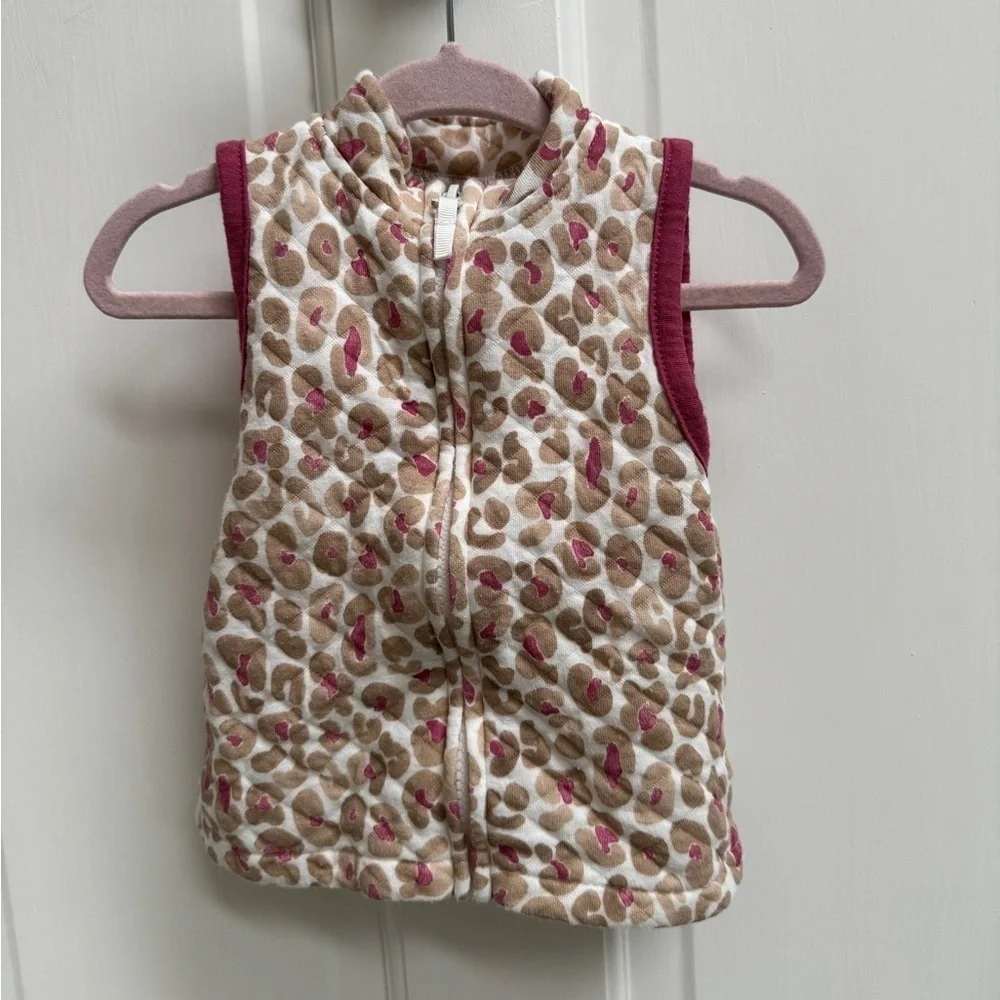 Chick Pea 6-9M White Cheetah Leopard Zip Up Vest
